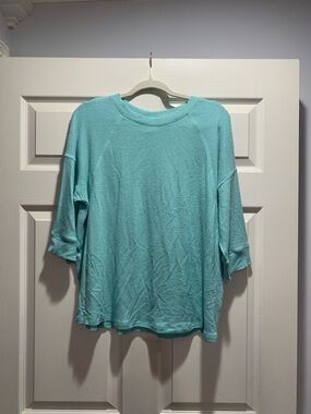 Cherish Aqua Scoop Neck Knit Top
